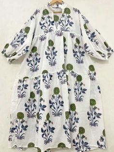 #ad Top Rated Hand Block Print Boho Indian Cotton Voile Floral Dress Summer Beach Wear Dress, Fashion Women's Dresses Easy Wear Dresses, Comfortable Maxi Dresses, Block Print Dress, Bird Print Dress, Vintage Gowns, Printed Cotton Dress, Green Floral Dress, Beach Wear Dresses, Hippie Dresses