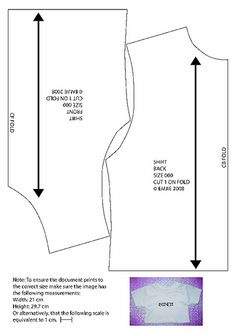 the front and back view of a women's blouse pattern with measurements for it