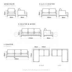 an image of a couch and table measurements for the sofa set, with different sizes