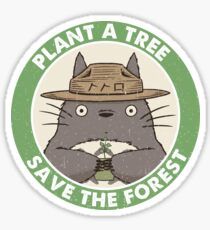 a sticker that says plant a tree save the galaxy with a cat wearing a hat