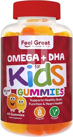 Amazon.com: Complete DHA Gummies for Kids by Feel Great 365 (1 Pack), Omega 3 6 9 from Algae, Chia, and Coconut Oil, Supports Healthy Brain Function, Vision, and Heart Health in a Chewable Vegan Supplement: Health & Personal Care Vegan Supplements, Healthy Brain, Brain Function, Heart Health, Heart Healthy, Nutrition Recipes