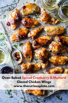 oven baked cranberry and mustard chicken wings