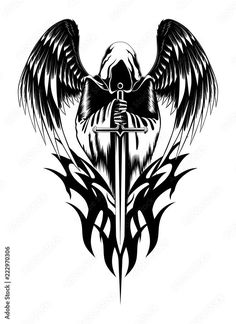 Dark Angel Tattoo, Eagle Chest Tattoo, Archangel Tattoo, Knight Tattoo, Samurai Tattoo Design, Rune Tattoo, Warrior Tattoos