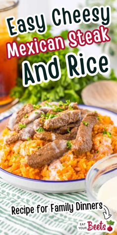 Looking for a quick and delicious family dinner idea? This Easy Cheesy Mexican Steak and Rice Recipe combines tender steak, flavorful rice, and gooey cheese for a mouthwatering meal your whole family will love. Perfect for busy weeknights, this cheesy Mexican steak and rice dish is easy to make and packed with bold flavors. Whether you're craving Mexican-inspired meals or need a hearty dinner option, this recipe is sure to satisfy. Click to get the full recipe and enjoy a tasty, family-friendly meal tonight!