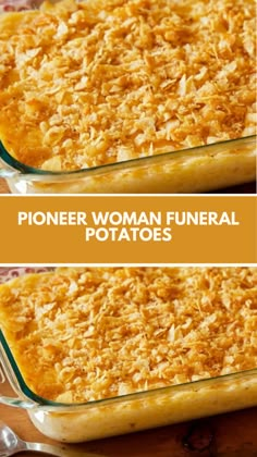 This easy and creamy Funeral Potatoes recipe by Ree Drummond is the ultimate comfort food! Packed with cheesy, crispy goodness, it’s perfect for family dinners, potlucks, or holidays. With simple ingredients like hash browns, cheese, and sour cream, this dish is quick to prepare and guaranteed to be a crowd-pleaser! Pioneer Woman Recipes Potatoes, Mormon Potatoes Recipes, Dinner Sides For Large Group, Pioneer Woman Potato Casserole, Easy Side Dishes For A Crowd Simple, Top Potluck Dishes, Ree Drummond Recipes Holiday, Pioneer Woman Side Dishes, Recipes To Use Up Potatoes