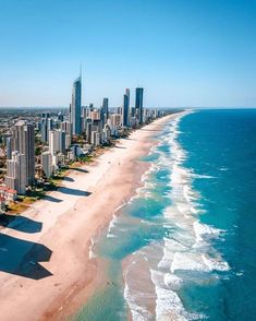 an aerial view of the beach and city skyline in gold coast, australia photo via shutterstocker com