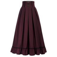 Styles: Medieval Victorian Skirt, Gothic High Waisted Skirt, Elegant Pleated Maxi Skirt, Casual Ruffle Long Skirt Features: This Women Victorian Maxi Skirt Is Completed With 2 Pockets, Concealed Zip, Decoration Buttons And Lace In The Front, An Elastic Back Waist With Lacing, Designed With High Waist, Lace Ruffled Hemline, And Flared A-Line Silhouette Occasion: This Long Victorian Skirt Can Match Your Wardrobe To Attend Many Events, Such As Victorian Theme Party, Halloween, Renaissance Festivals Victorian Theme Party, Maxi Skirt Casual, Ruffle Long Skirt, Victorian Theme, Maxi Skirt Vintage, Victorian Skirt, Skirt Elegant, Boho Festival Fashion, Retro Pin Up