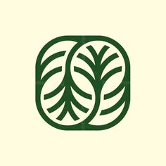 two green leaves are shown in the shape of a circle on a white background,