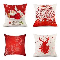 four pillows with christmas designs on them