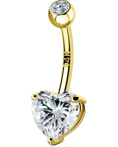 PRICES MAY VARY. 【Heart Design】1PC 14K Solid Gold Belly Button Ring, Heart Shaped with Charming Clear CZ, Allergy Free, Safe for Sensitive Skin. Could be Long-Time Wearing. 【Comfortable Gauges】: 1.6mm=14 Gauge, 10mm Bar Length, Please Pay More Attention to the Bar Length and Choose a Suitable Size 【Health Material】The Belly Jewelry is Made Of 14K Solid Gold, Nickel-Free, Lead-Free, Cadmium-Free, And Harmless To Humans. Comfortable For Daily Wearing. 【Multiple Using】 The Belly Ring is Suitable Fo Summer Belly Button Rings, Rings Heart Shaped, Gold Belly Button Rings, Rings Heart, Bellybutton Piercings, Pave Setting Ring, Belly Button Piercing Jewelry, Belly Piercing Jewelry, Gold Belly Ring