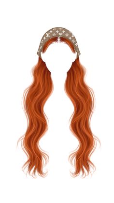 an orange wig with long wavy hair and a headband on the top of it