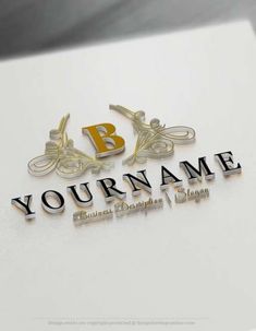 the letter b is made up of gold and silver letters on a white background with an elegant