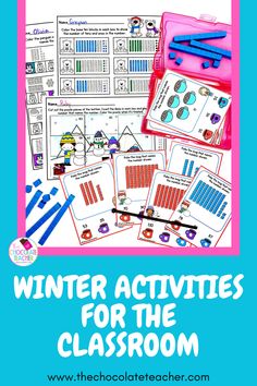 A picture of a winter math activity using poke cards and worksheets. Winter Learning Activities, Subject Verb Agreement Activities, Winter Classroom Activities, March Math, Place Value Activities, 1st Grade Activities, Senses Activities, Winter Classroom, Primary Activities