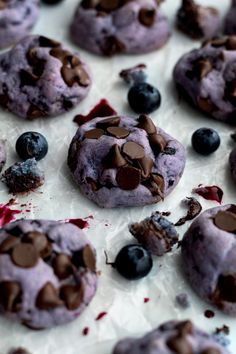 blueberry cookies with chocolate chips on top