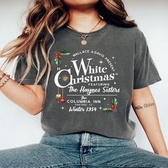 Celebrate the magic of the holidays with this vintage White Christmas movie shirt, perfect for fans of classic holiday films. 🌟 This retro-inspired tee is a must-have for your winter wardrobe and makes a thoughtful gift for any movie lover. High-quality cotton blend material for a soft and comfortable fit Features a unique retro design inspired by the beloved White Christmas movie Available in multiple sizes and colors to suit your style Perfect for holiday parties, family gatherings, or cozy n White Christmas Movie, Christmas Movie Shirts, Comfort Colors Sweatshirt, Xmas Shirts, Christmas Movie, Sister Shirts, Holiday Shirt, Shirt Fits, Dtg Printing