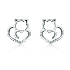 PRICES MAY VARY. ❤❤MATERIAL❤❤ Material:316L Stainless Steel stud earrings,it is difficult to oxidize and allergic ❤❤PERFECT GIFT❤❤ Suit for Average Men and Women. Equipped with beautiful fine gift velvet drawstring bag. The best gift for yourself, your family, your friends and the ones you love.Ideal Gifts for Christmas, Mother's Day,Birthday, Valentine's Day, Graduation Gifts, Bridal Gifts or your other special occasion you would like to make memorable. ❤❤FEATURE❤❤ 316L surgical stainless steel Gatto Carino, Cat Earrings Studs, Sterling Silver Cat, Womens Earrings Studs, Cat Merchandise, Silver Cat, Small Earrings Studs, Hypoallergenic Earrings, Cat Earrings