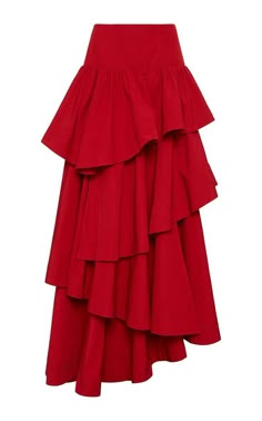 Skirt With Frills, Red Long Skirt, Bridesmaid Dresses Ideas, Skirt Collection, Frill Skirt, Tiered Skirts, Long Skirts For Women, Costume Intero, Asymmetrical Skirt