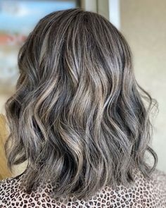 Graying Brunette Hair, Gray Hair Inspiration, White Hair With Lowlights, Grey Hair Lowlights, Natural White Hair, Grey Brown Hair, Ash Grey Hair, Brown Hair With Lowlights, Blue Grey Hair