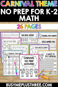 carnival theme no prep for k - 2 math activities