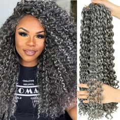 Specification: Click to see other styles and types of Creamily Wigs Crochet hair for black women braiding hair is exceptionally easy to accomplish and low maintenance. crochet braid options are unlimited since everything from the length, colors, and textures can be varied according to personal preference, allowing you to express your unique style. Braiding hair pre-stretched is that it protects the integrity of natural hair, the usually irreversible damage that results from chemical straightening. This makes crochet braids for black women the perfect hairstyle for when you want to give your natural hair some well-deserved rest. BrandCreamily Hair Length:14 inch or 18 inches crochet hair ColorBlack to Brown(#1B/30)Grey Package : 3 Packs or 6 Packs Material high-quality low-temperature synth Cute Crochet Hairstyles, Crochet Braids For Black Women, Kids Crochet Hairstyles, Crochet Hair Curly, Water Wave Crochet Hair, Deep Wave Crochet Hair, Pre Looped Crochet Hair, Ocean Wave Crochet, Curly Braiding Hair