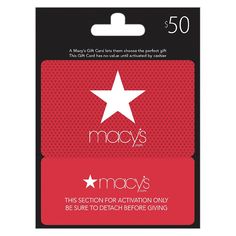 a red and white gift card with the words macy's on it