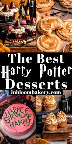 the best harry potter desserts in bloom bakery, including cupcakes and pies