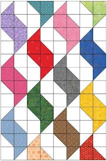 an image of a quilt pattern with different colored squares on the front and back side