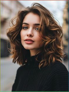 Pretty Haircuts For Wavy Hair, Wavy Hair Square Face Haircuts, Naturally Wavy Hair With Curtain Bangs, 2024 Wavy Hair Trends For Women, Slightly Wavy Hairstyles, Round Face Haircuts Wavy Hair, Short Hair Cuts For Women With Wavy Hair, Women Haircuts 2024, How To Style Short Wavy Hair Naturally