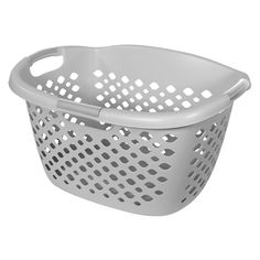 a white plastic basket with holes on it