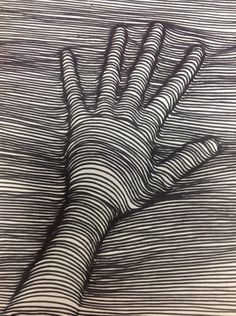 a drawing of a hand with lines on it