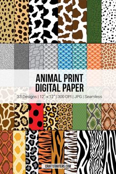 an animal print digital paper is shown