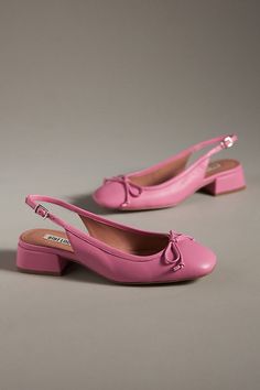 Leather upper, insole Rubber sole Slip-on styling Imported | Suzy Slingback Heels by Bibi Lou in Pink, Women's, Size: 36, Leather/Rubber at Anthropologie Pink Fashion Outfits, Stunning Shoes, Slingback Heels, Shoe Inspo, Fashion Fits, Shoe Game