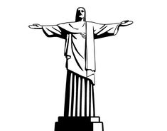 the statue of christ is shown in black and white, with its arms spread out