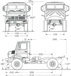 the technical drawing for an electric dump truck, with its cab open and side doors closed