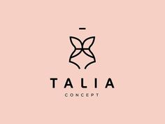 the logo for a hair salon called talia concept, which is designed in black and white