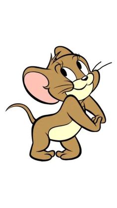 the cartoon mouse is standing up with its arms crossed and eyes closed, looking like he's holding something in his hand