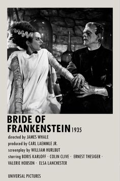 an advertisement for the movie bride of frankensten, featuring two men talking to each other