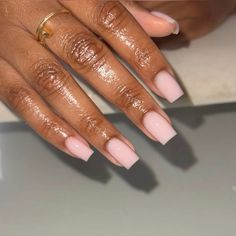 Short Nails Plain Simple, Short Plain Nail Ideas, Biab Nails Inspiration, Nude Nails Black Women, Nail Colors For Dark Skin, Acrylic Nails Nude, Colors For Dark Skin, Subtle Nails