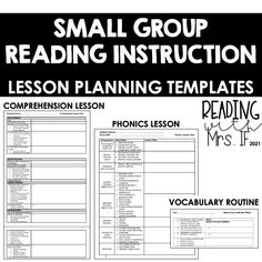 the reading instruction sheet for small groups is shown in black and white with text that reads,