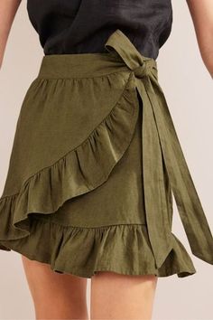 Buy Boden Green Linen Flippy Wrap Skirt from Next Ireland Wedding Cardigan, High Top Adidas, Occasion Wear Dresses, Boden Uk, Beachwear Skirt, Wedding Shirts, Swimwear Cover Ups, Curve Dresses, Knitwear Tops