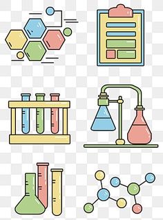 different colored laboratory equipment, beakle, flasks, test tube, pipe png and psd