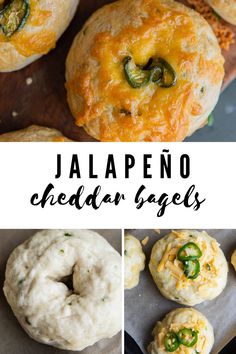 jalapeno cheddar bagels with cheese on top