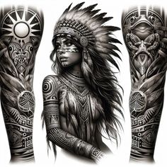 Taino Tattoos For Women, Native American Folklore, Native American Tattoo, Mexican Art Tattoos, Native American Chief