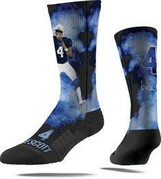 Design Crew socks Formed heel Style and Team Spirit Bold printed team/player graphics and colors Additional Details Fits Men’s Shoe Sizes 8 - 12 Officially licensed product Dak Prescott, Nfl Dallas Cowboys, Team Player, Team Spirit, Dallas Cowboys, Mens Fitness, Crew Socks, Dallas, Top Brands