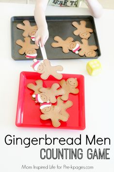 gingerbread men counting game for toddlers to practice counting with their hands and fingers