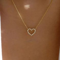 New Pretty!! Heart Necklace With Tiny Cz's In Gold. Necklace Has An Extension On The Clasp. Perfect For Yourself Or As A Gift. Very Shiny And Brilliant. Very Unique And Different. Suitable For Most Ages. Suitable For All Occasions. Perfect For Valentine's Day Or Sweetest Day. Nwt Cute Heart Necklaces, Cute Necklaces, Heart Pendent, Bday List, Wishlist 2024, Sun And Moon Necklace, Gold Lariat Necklace, Blue Stone Necklace, Pretty Heart