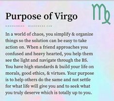 a poem written in green and white with the words purpose of virgo on it