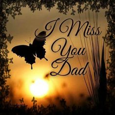 i miss you dad with the sun setting in the background and butterflies flying over it