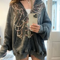 Skeleton Zip Up Hoodie | BOOGZEL CLOTHING – Boogzel Clothing Boogzel Apparel, Hoodie Skeleton, Hoodie Grunge, Grunge Hoodie, Drawstring Coat, Harajuku Jacket, Hipster Prints, Oversized Grunge, October Outfits