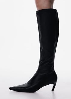 Leather boots with kitten heels - Women | Mango USA Kitten Heels Closed Toe, Kitten Heel Boots, Stiletto Boots, Fall Shoes, Heel Boots, Kitten Heel, Black Ankle Boots, Stacked Heel, Orchestra